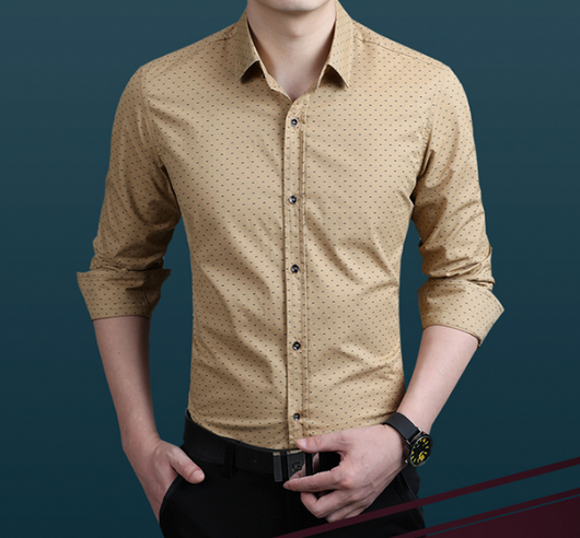Camisa Elegante para Hombre Lunares Manga Larga Slim Fit Tallas M-5XL - Image 7