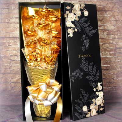Rosa Dorada 24K con Lámina de Oro - Ramo de Rosas Eternas para Matrimonio y Aniversario - Image 3