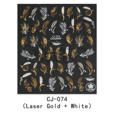 Stickers de Uñas 3D Adhesivos Hoja de Arce Dorada Láser con Letras - Image 7