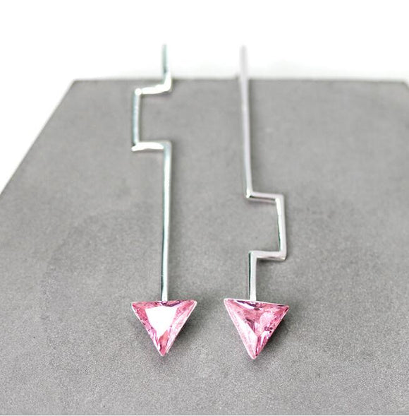 Aretes de Plata 925 con Circonia Cúbica - Diseño Asimétrico Minimalista Hecho a Mano