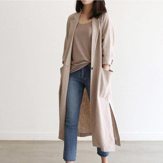 Traje Largo de Algodón y Lino para Mujer