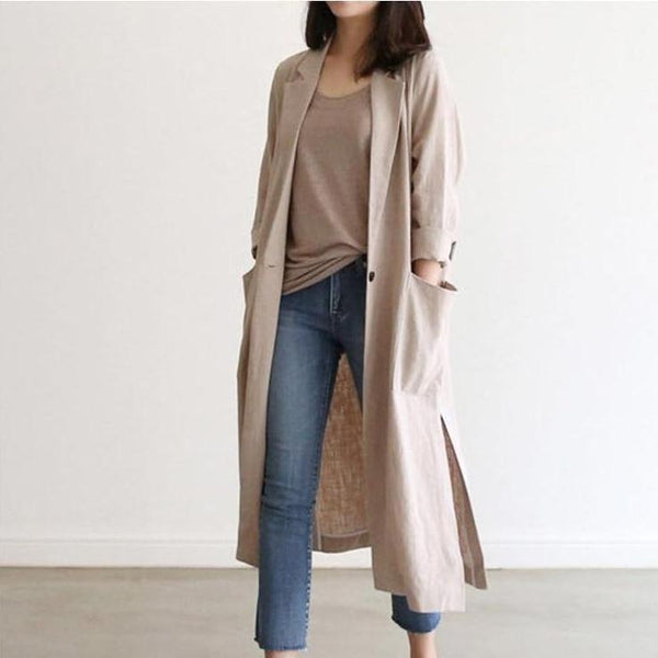 Traje Largo de Algodón y Lino para Mujer