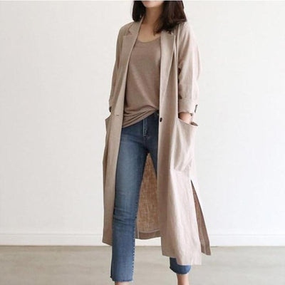 Traje Largo de Algodón y Lino para Mujer