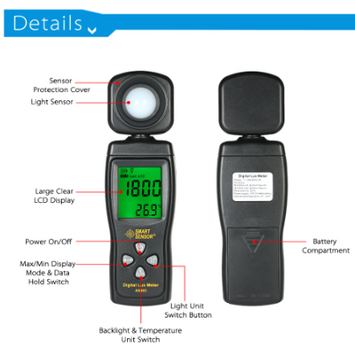 Medidor de Luz Digital SMART SENSOR AS803 - Luxómetro LCD de Precisión Profesional - Image 3