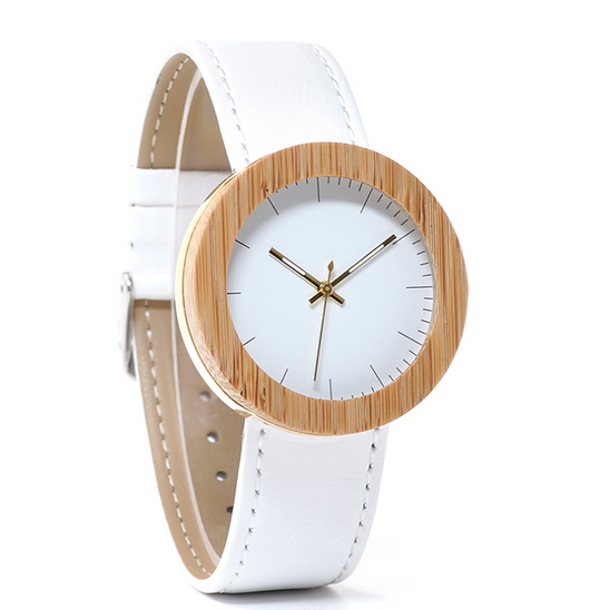 Reloj de Pulsera Elegante en Cuero y Bambú con Movimiento de Cuarzo - Image 8