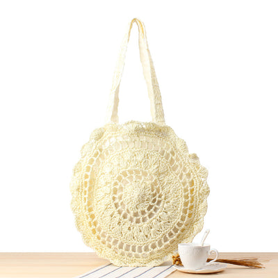 Bolsa de Playa Redonda Tejida a Mano - Bolso Cruzado de Ratán para Mujer - Image 63