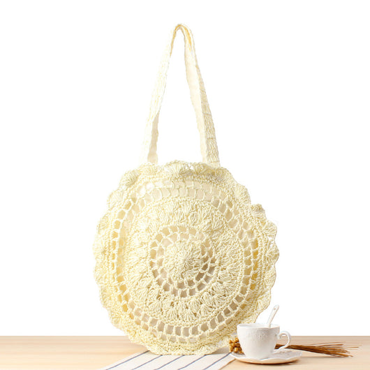 Bolsa de Playa Redonda Tejida a Mano - Bolso Cruzado de Ratán para Mujer - Image 63