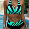 Bikini Deportivo Cruzado de Cintura Alta con Escote Halter