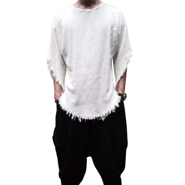 Camiseta Hombre Verano Corte Irregular Colores Sólidos