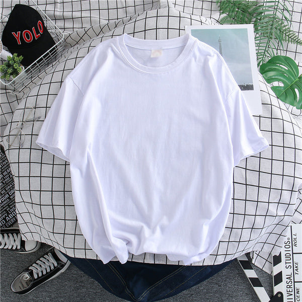Camiseta Manga Corta Estilo Hong Kong Colores Sólidos para Hombre