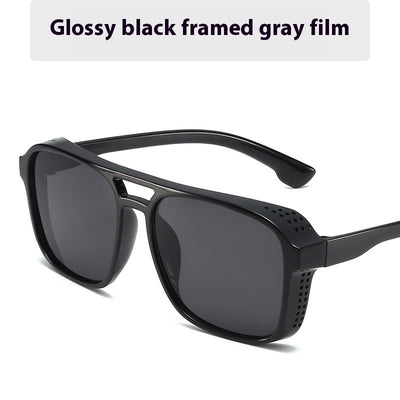 Men's double beam business sunglasses with powder pink frame and gradual tea-colored gradient lenses. - Image 17