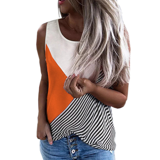 Musculosa Suelta con Cuello Redondo y Rayas Estampadas - Image 5