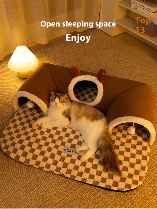 Túnel Escondite y Cama 2 en 1 para Gatos - Image 19