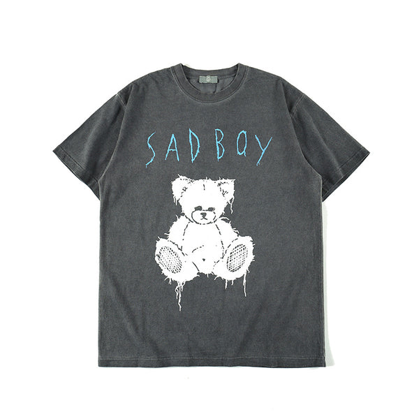 Camiseta Hombre Estampado Oso Vintage Desgastado