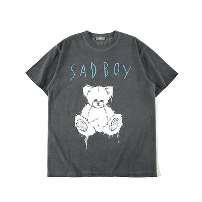 Camiseta Hombre Estampado Oso Vintage Desgastado