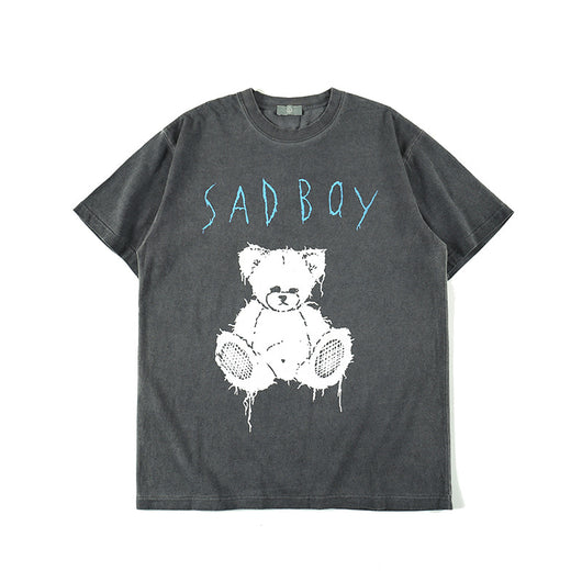Camiseta Hombre Estampado Oso Vintage Desgastado