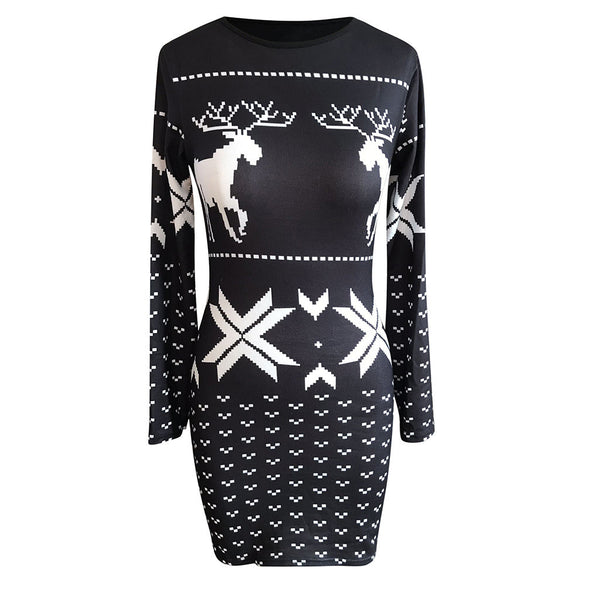 Vestido Ajustado Navideño con Estampado Digital y Manga Larga - Image 6