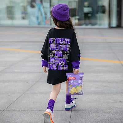 Blusa Infantil Estilo Coreano Suelta con Estampado Doble Capa - Image 4
