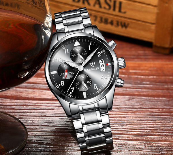 Reloj Multifuncional de Acero Inoxidable con Cuarzo