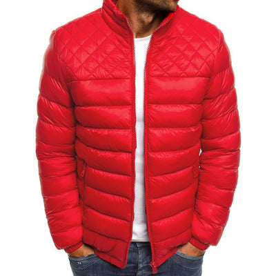 Abrigo de Invierno para Hombre con Diseño de Costura Rombo y Cuello de Pie - Image 9