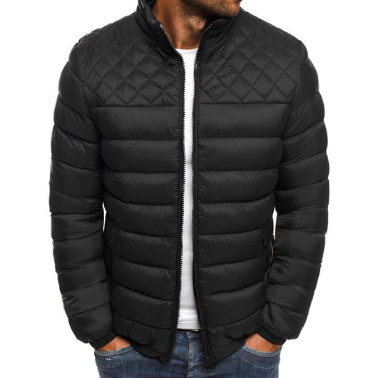 Abrigo de Invierno para Hombre con Diseño de Costura Rombo y Cuello de Pie - Image 10