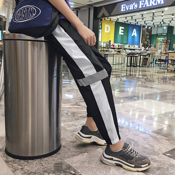 Pantalones Hip-hop Reflectantes Sueltos Retro para Hombre - Estilo Urbano Versátil