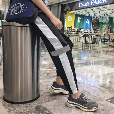 Pantalones Hip-hop Reflectantes Sueltos Retro para Hombre - Estilo Urbano Versátil - Image 2
