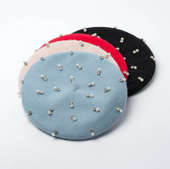 Boina de Lana con Strass Elegante