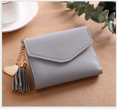 Billetera Clutch Coreana con Múltiples Compartimentos y Dije de Borla - Image 6