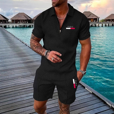 Traje de Baño Casual Retro Cuadros PARIS con Parche Térmico para Hombre - Image 4