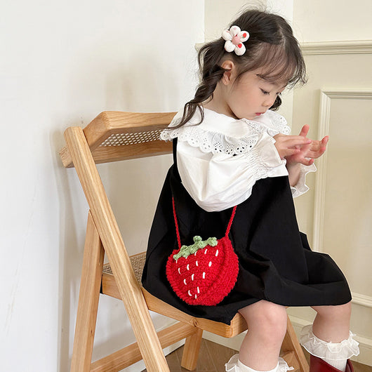 Bolsa Infantil Tejida a Mano con Diseño de Fresa en Lana - Image 27