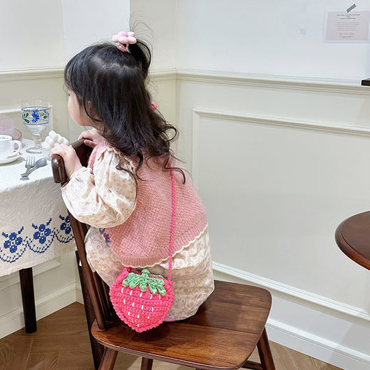 Bolsa Infantil Tejida a Mano con Diseño de Fresa en Lana - Image 28