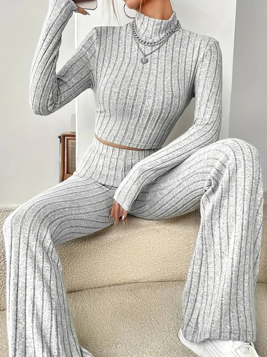Conjunto de Punto Acanalado para Mujer - Blusa Manga Larga y Pantalón - Image 10