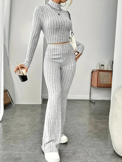 Conjunto de Punto Acanalado para Mujer - Blusa Manga Larga y Pantalón - Image 12