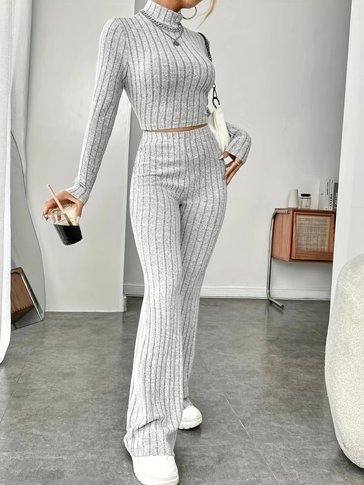 Conjunto de Punto Acanalado para Mujer - Blusa Manga Larga y Pantalón - Image 12