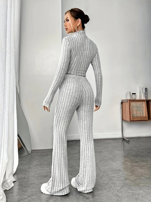 Conjunto de Punto Acanalado para Mujer - Blusa Manga Larga y Pantalón - Image 13