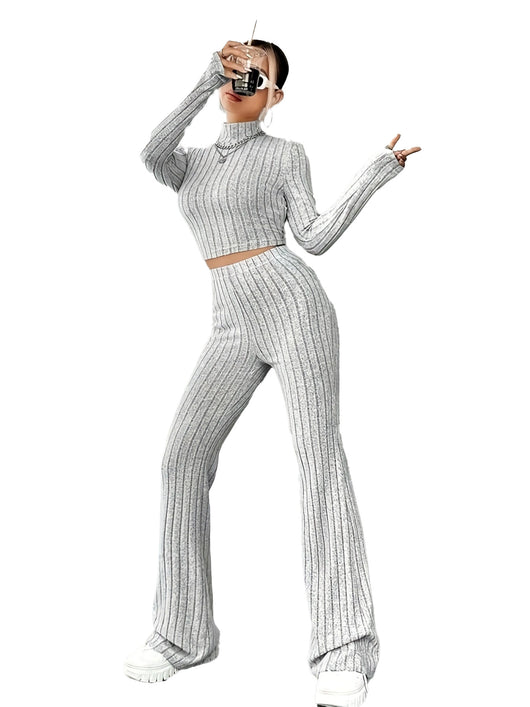 Conjunto de Punto Acanalado para Mujer - Blusa Manga Larga y Pantalón - Image 14
