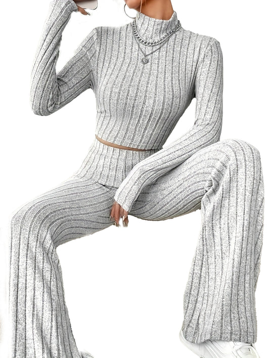 Conjunto de Punto Acanalado para Mujer - Blusa Manga Larga y Pantalón - Image 15