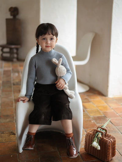 Suéter Infantil de Cuello Alto Medio para Niñas - Prenda Base Tejida Versátil Primavera Otoño - Image 14