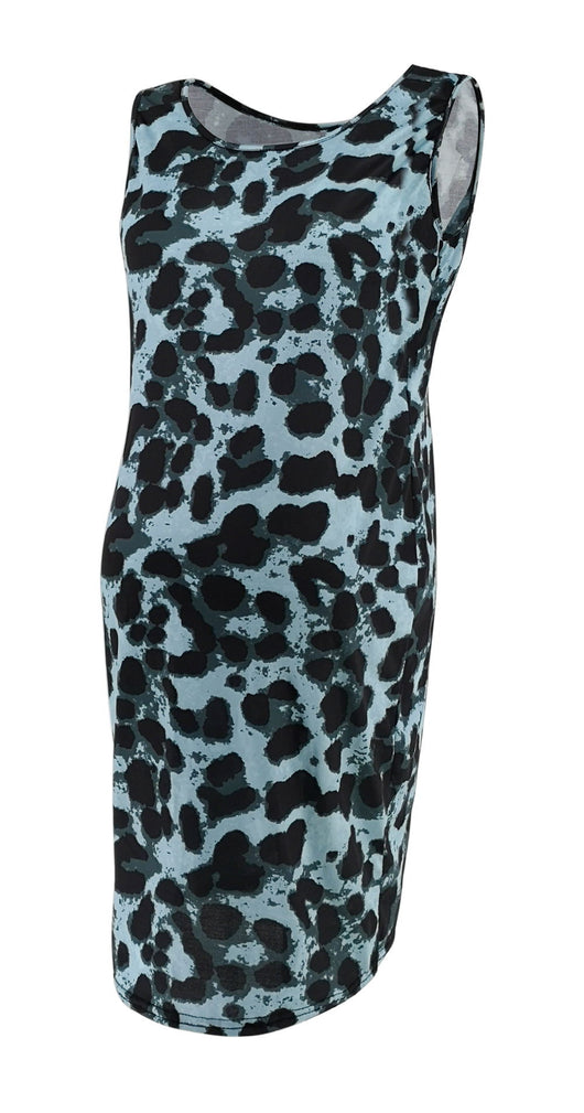 Vestido Premamá Estampado Leopardo sin Mangas para Verano - Image 6