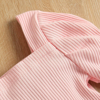 Conjunto Infantil: Top de Manga Larga con Rayas y Pantalones de Cuero Café Claro - Image 10