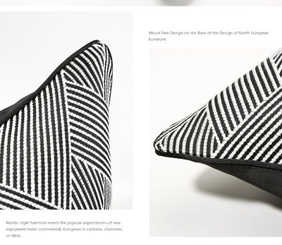 Funda de Almohada Rayas Blancas y Negras para Dormitorio y Sala - Image 12