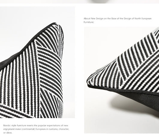 Funda de Almohada Rayas Blancas y Negras para Dormitorio y Sala - Image 12