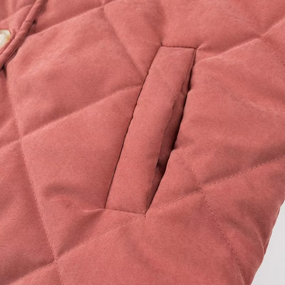 Abrigo Acolchado de Algodón con Cuello Alzado y Diseño Rombo Europeo - Image 11