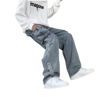 Jeans Rectos Sueltos Estilo Hong Kong para Hombre - Image 5