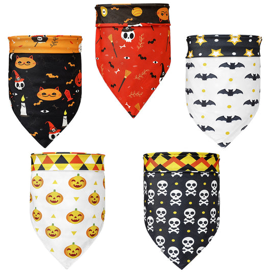 Pañoleta Halloween para Mascotas - Diseño Calabaza y Murciélago