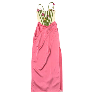 Vestido Sostén Retro Floral Corte Francés con Diseño Espina de Pescado - Image 11