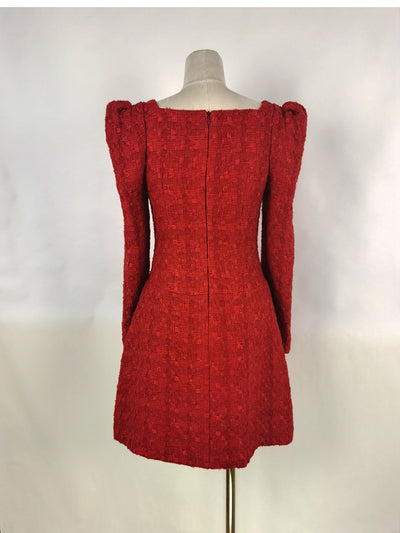 Vestido Rojo Elegante con Mangas Abullonadas para Fiestas y Año Nuevo - Image 13