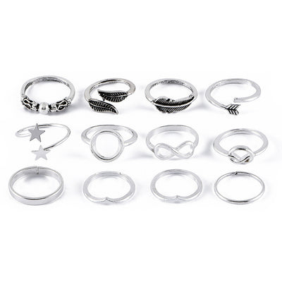 Anillo de Plata Antigua con Hoja de Pluma y Nudo Infinito - Image 3