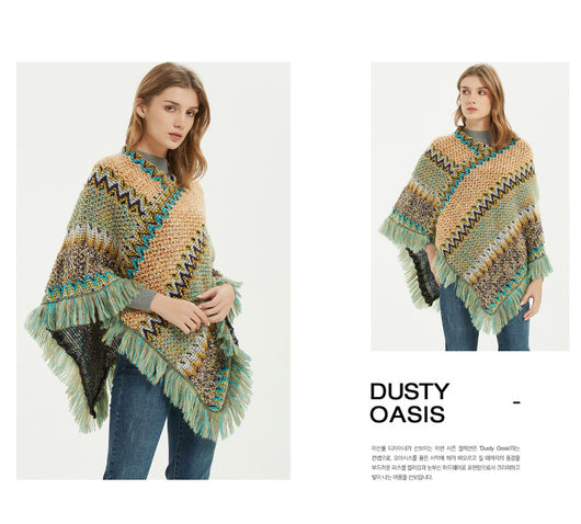 Poncho Navideño Étnico Rojo para Mujer - Image 20